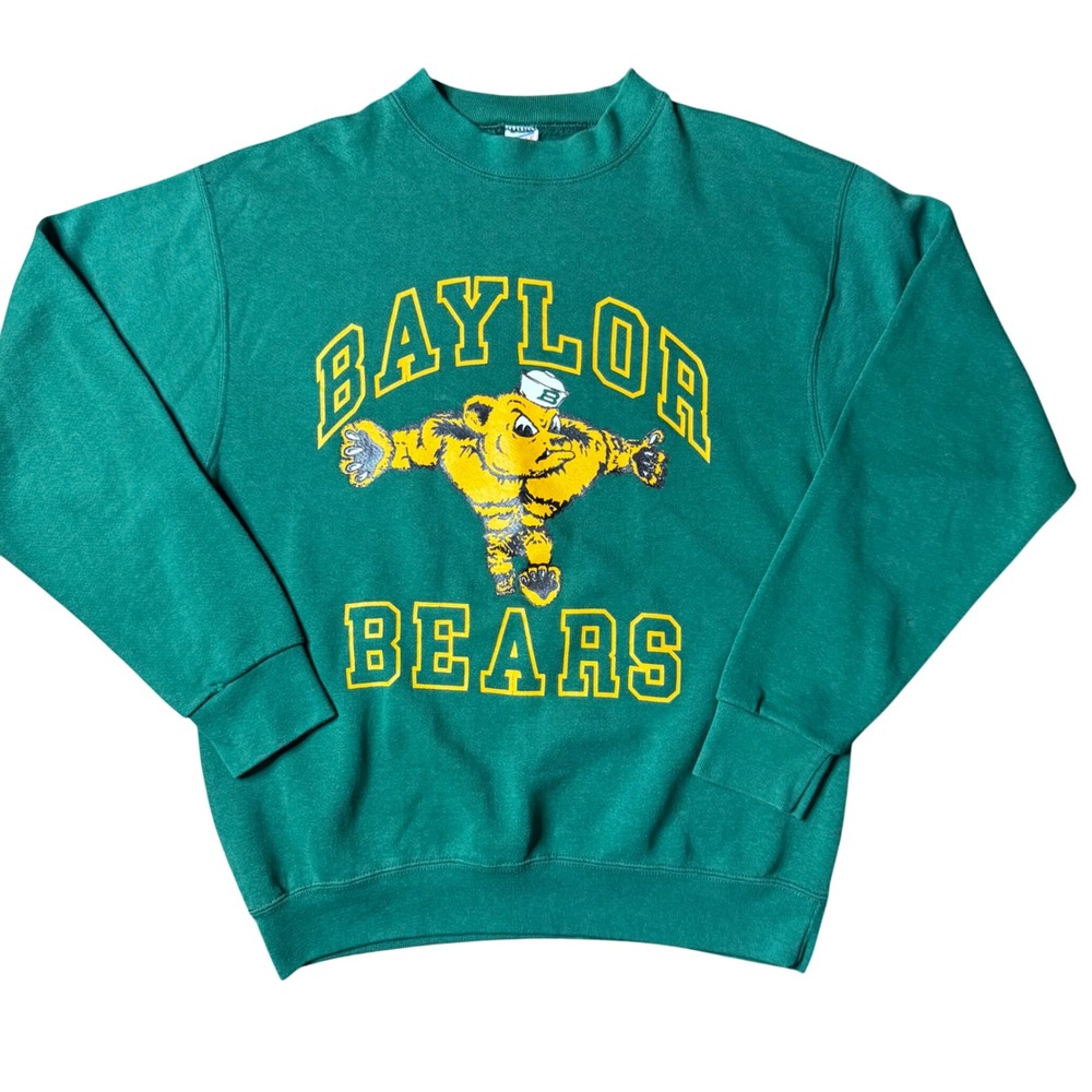 Vintage Soffe Baylor Bears Sweatshirt XL Green Made in USA Sailor Hat Mascot